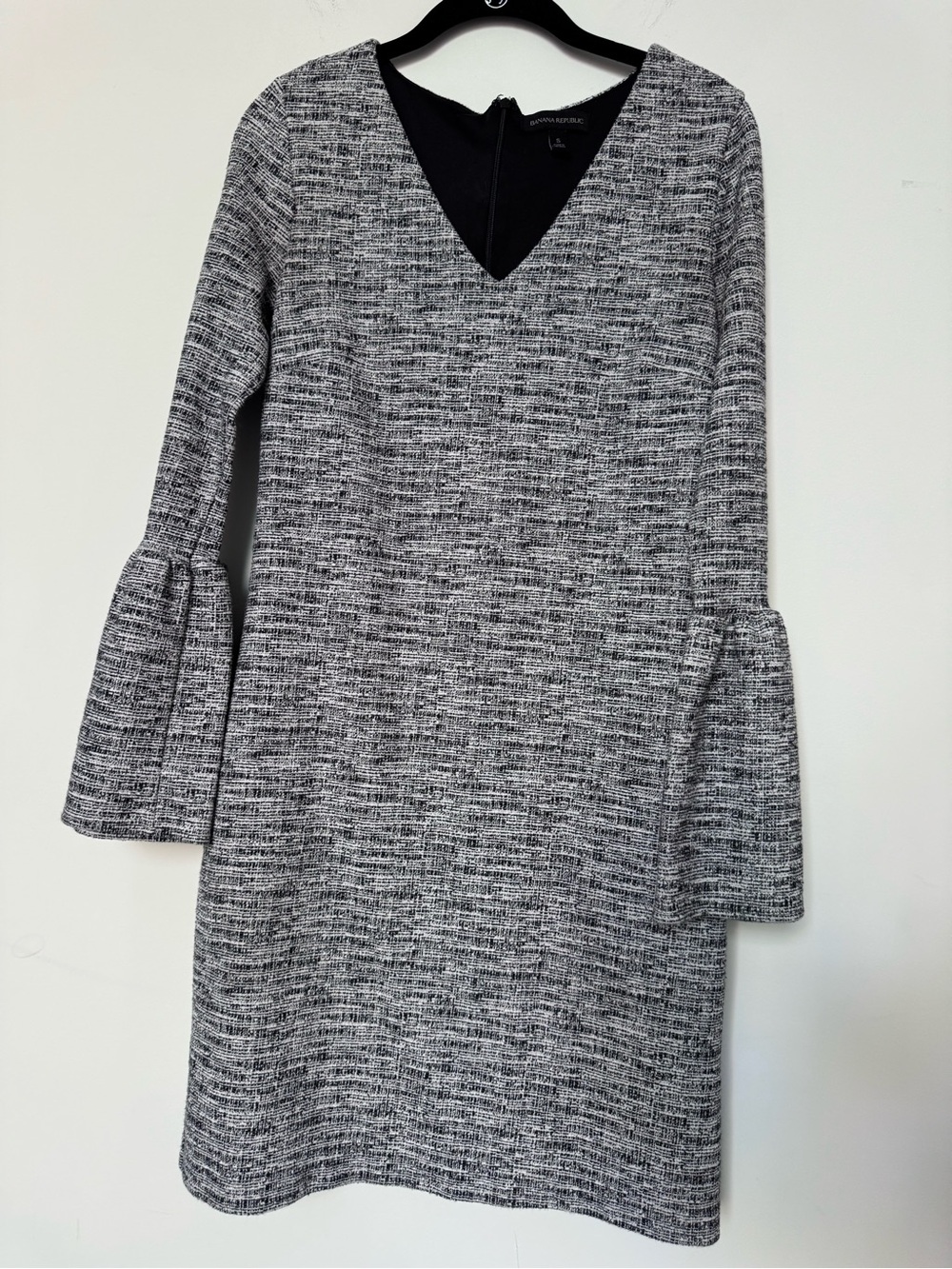 Banana Republic Grey Marled Long-Sleeve Dress with Bell Sleeves